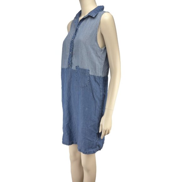 Cop.Copine Sleeveless A Shift Relaxed Viscose Denim looking Blue Midi Dress 38 - Picture 3 of 8